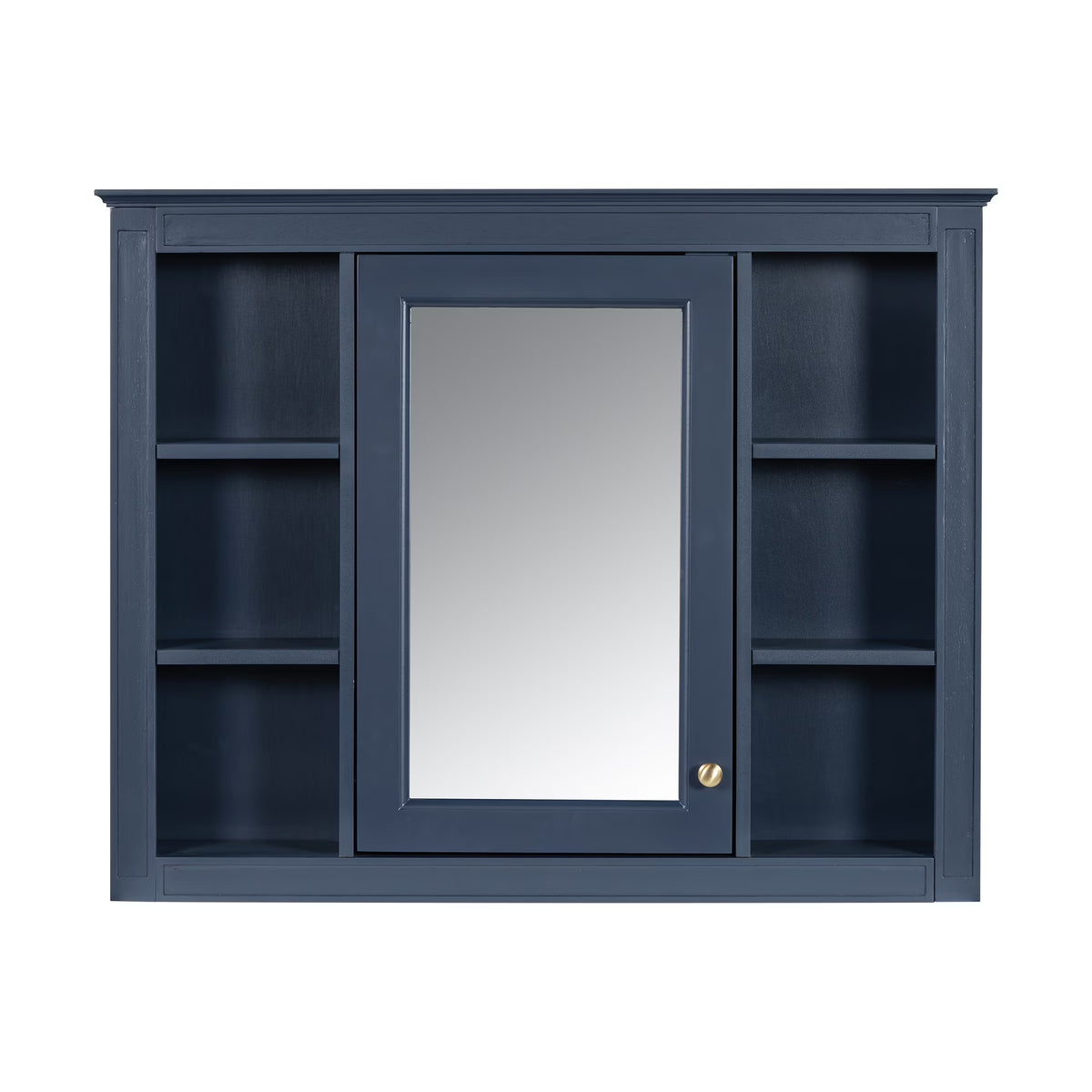 Furvclv Bathroom Wall Mirror Cabinet Modern Wall Mounted Cabinet Storage Organizer With Single Mirror Door 6 Open Shelves