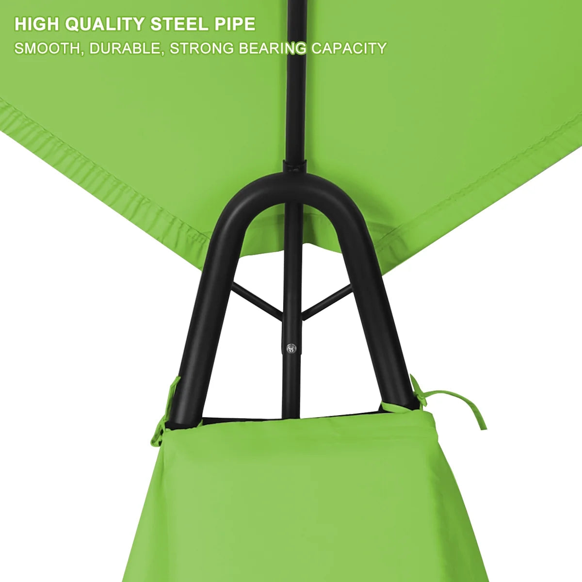 2X Rocking Hanging Lounge Chair - Curved Chaise Rocking Lounge Chair Swing For Backyard Patio w/ Built-in Pillow Removable Canopy with stand {Green}