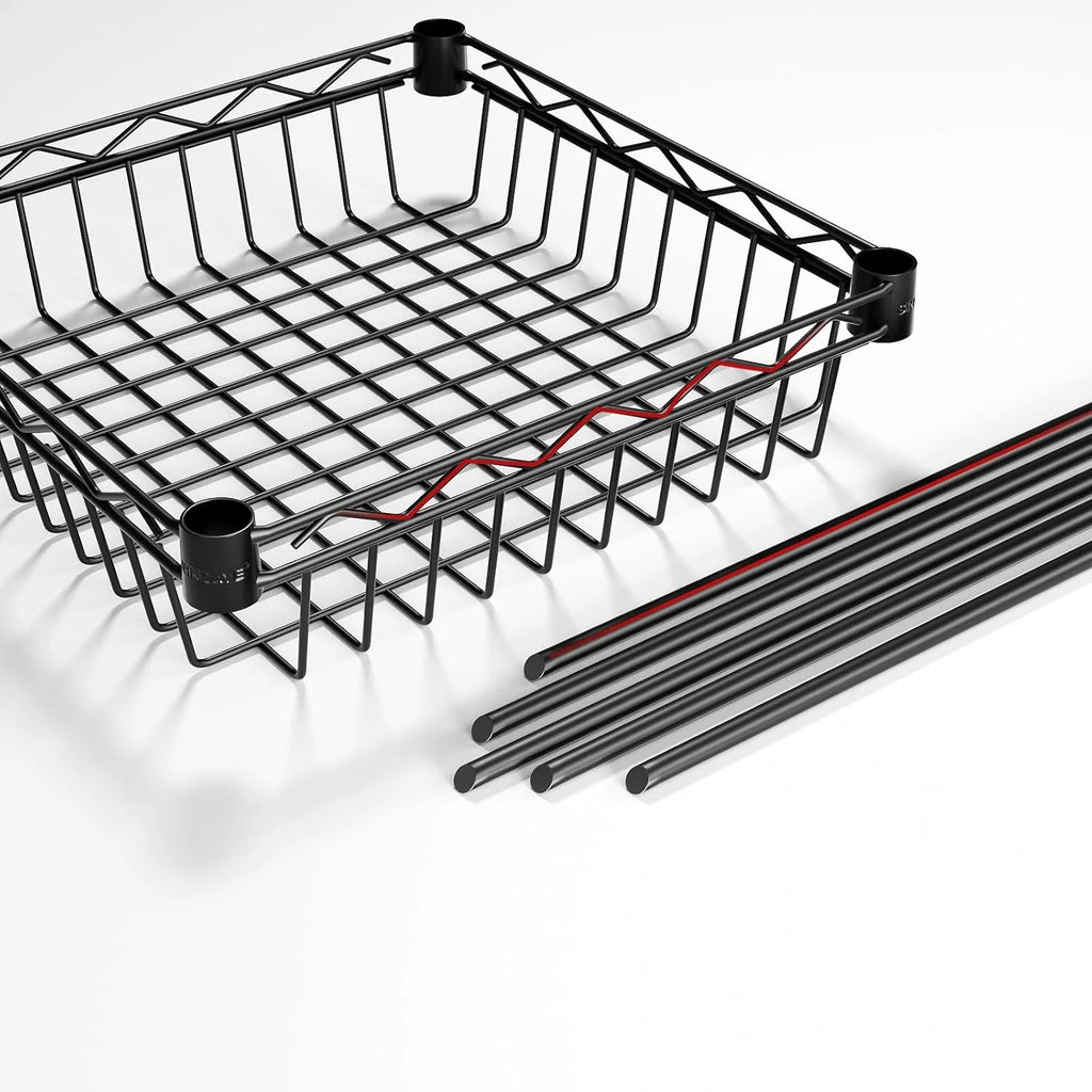 6 Tier Wire Shelving Unit with Wheels Baskets Storage Rack Corner Shelves Adjustable Shelf Closet Bathroom Organizers Metal Pantry Kitchen Garage Laundry Room 13.5" D x 13.5" W x 63" H White