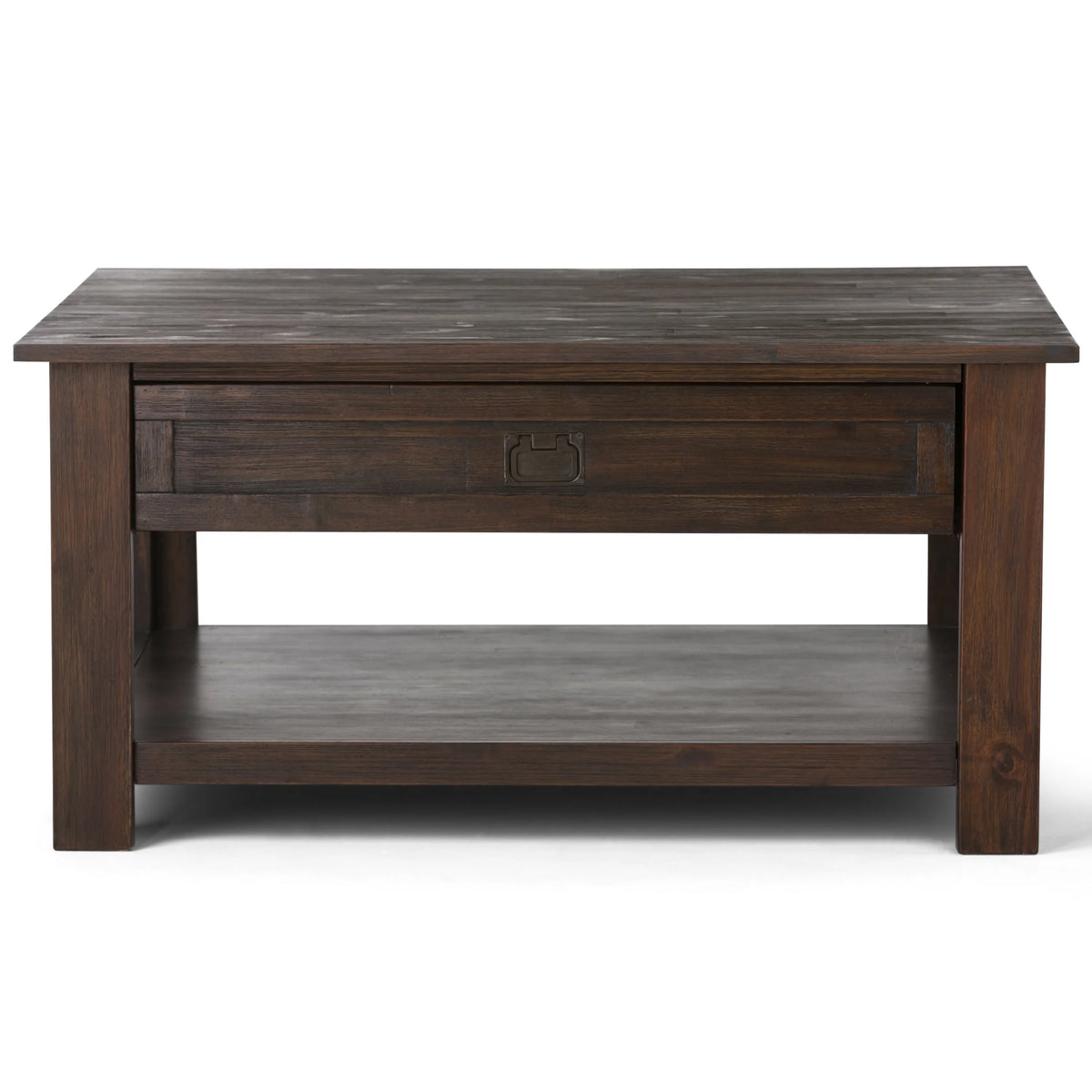 Simpli Home Monroe SOLID ACACIA WOOD 38 inch Wide Square Rustic Coffee Table in Distressed Charcoal Brown