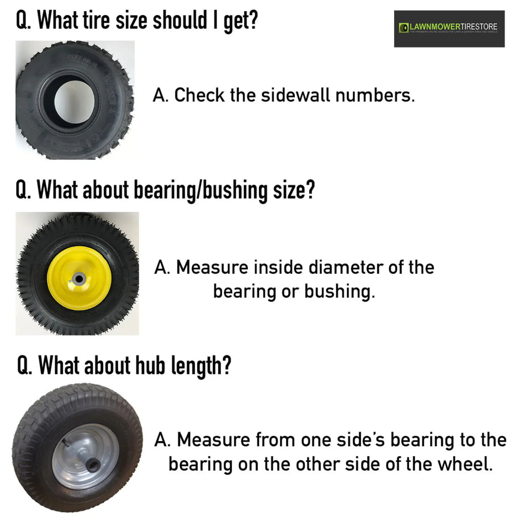 Set of 2 - Silver 20x8.00-8 Lawn Mower Tire and Rim - Fits on 3/4 Inch Axle