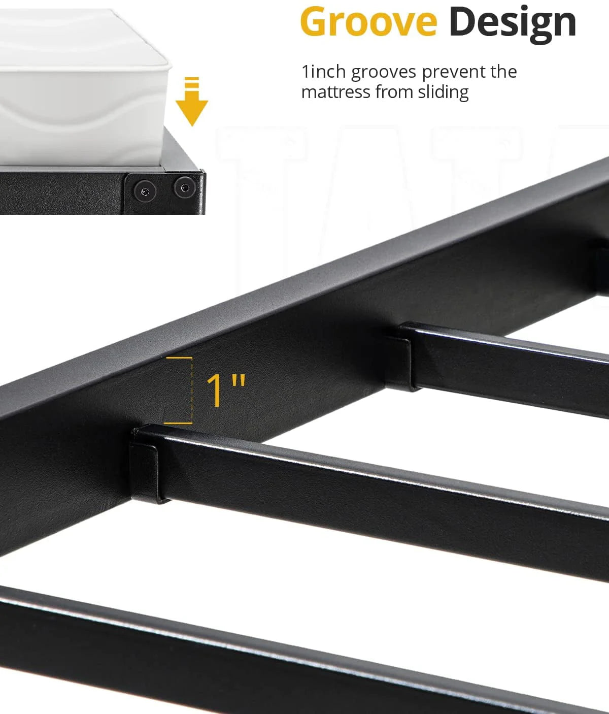 Tatago 16 inch Heavy Duty Full Bed Frame with Storage, 3500 lbs Max Weight Capacity Metal Platform, No Box Spring Needed