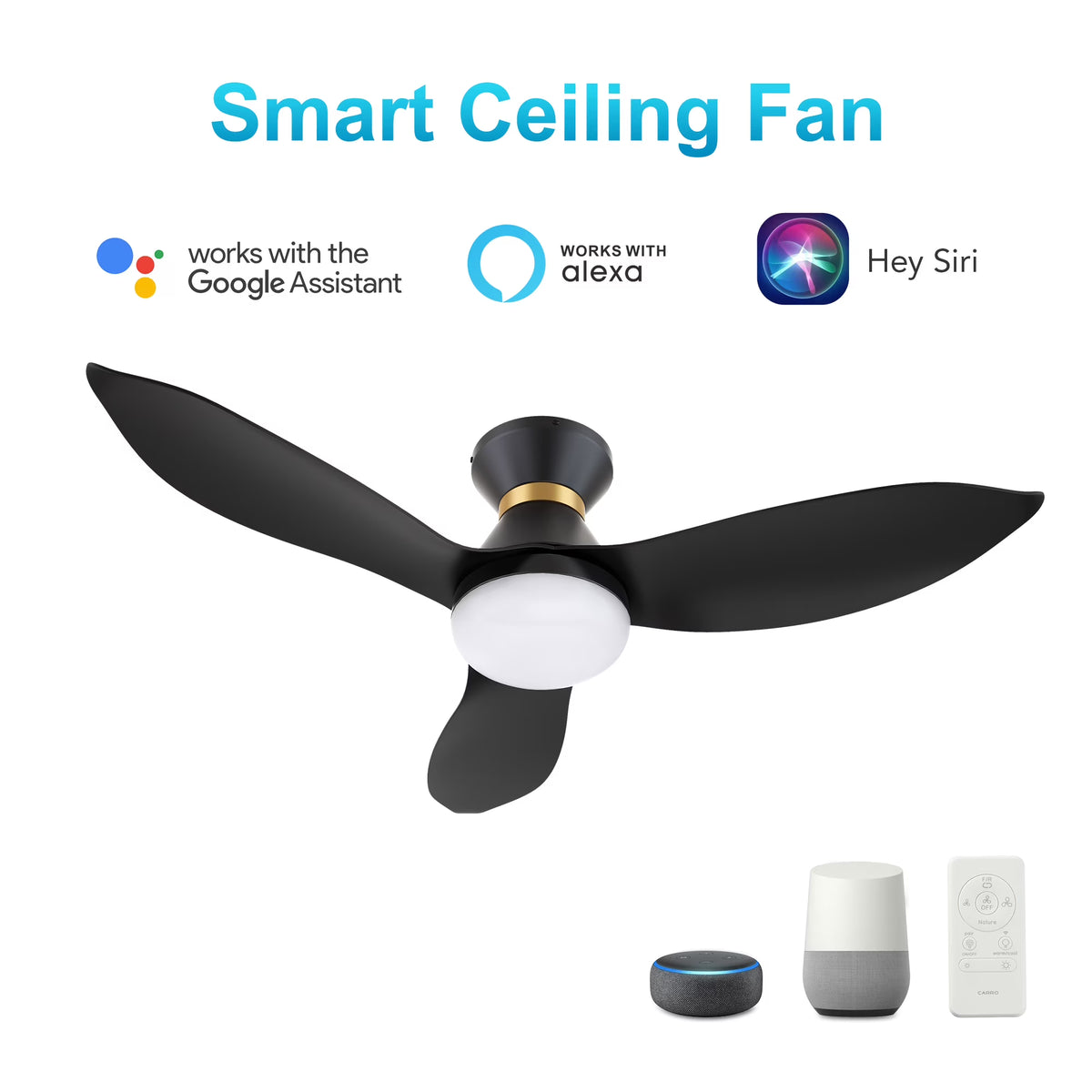 Smaair 45" Smart Ceiling Fan with Remote and Dim Light for Indoor and Outdoor