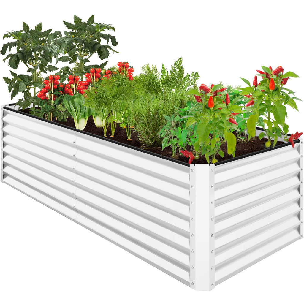 Best Choice Products 8x4x2ft Outdoor Metal Raised Garden Bed, Planter Box for Vegetables, Flowers, Herbs - Gray
