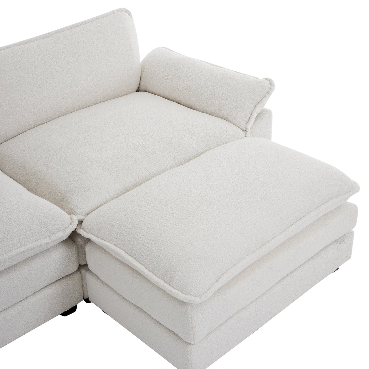 Zimtown Sectional Sofa with Ottoman, L Shaped Convertible Couch with Removable Chaise Chenille Fabric Sofa Set for 4-6 Persons Living Room Furniture Dark Grey