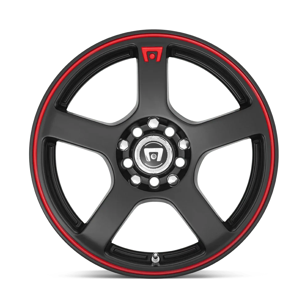 Motegi Aluminum Rim MR116 FS5 16X7in Matte Black Red Racing Stripe Finish, MR11667031740