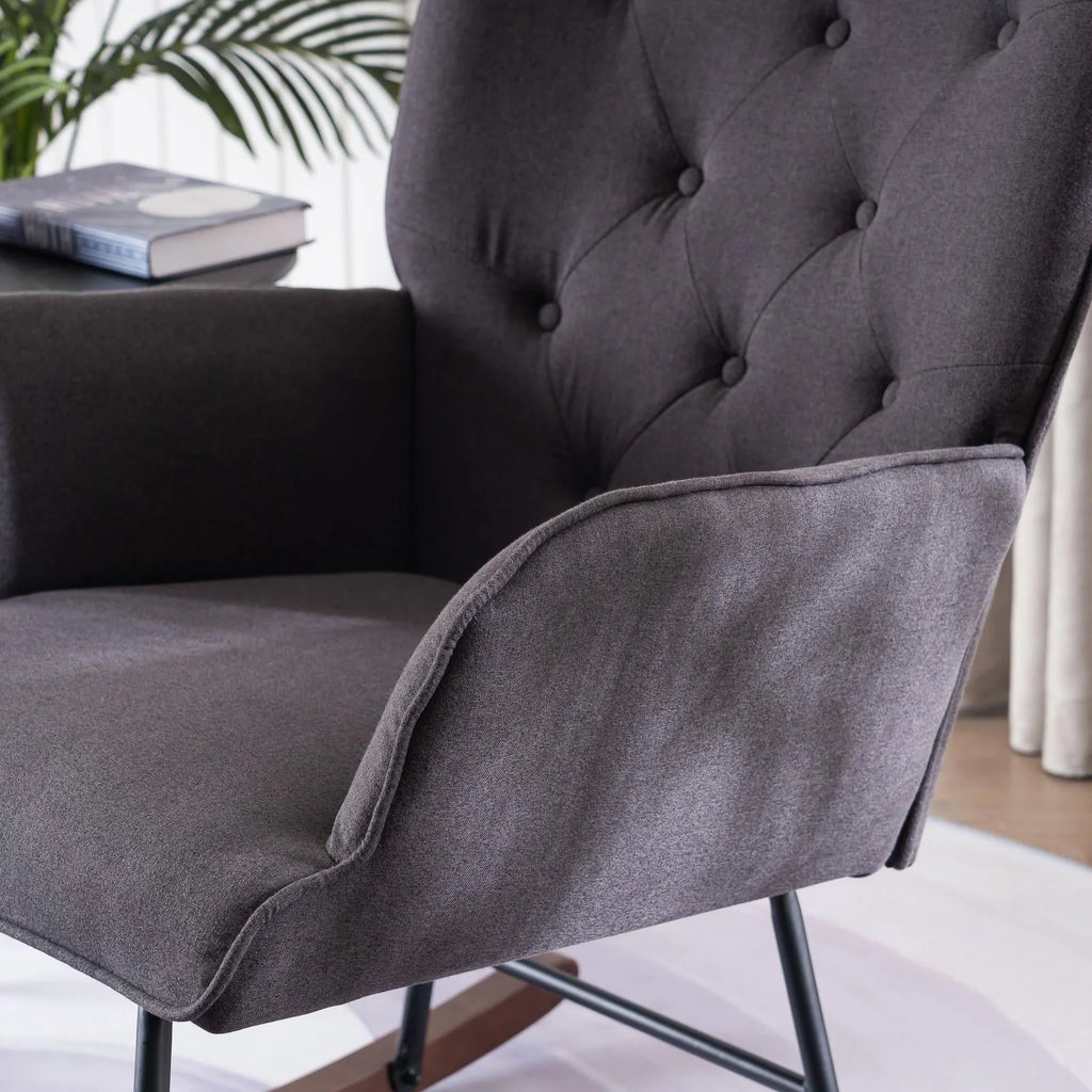 UBesGoo Rocking Accent Chair, Soft Padded Armchair Chair,  Comfy Side Chair with Sturdy Wooden Metal Legs for Living Room Bedroom Gray