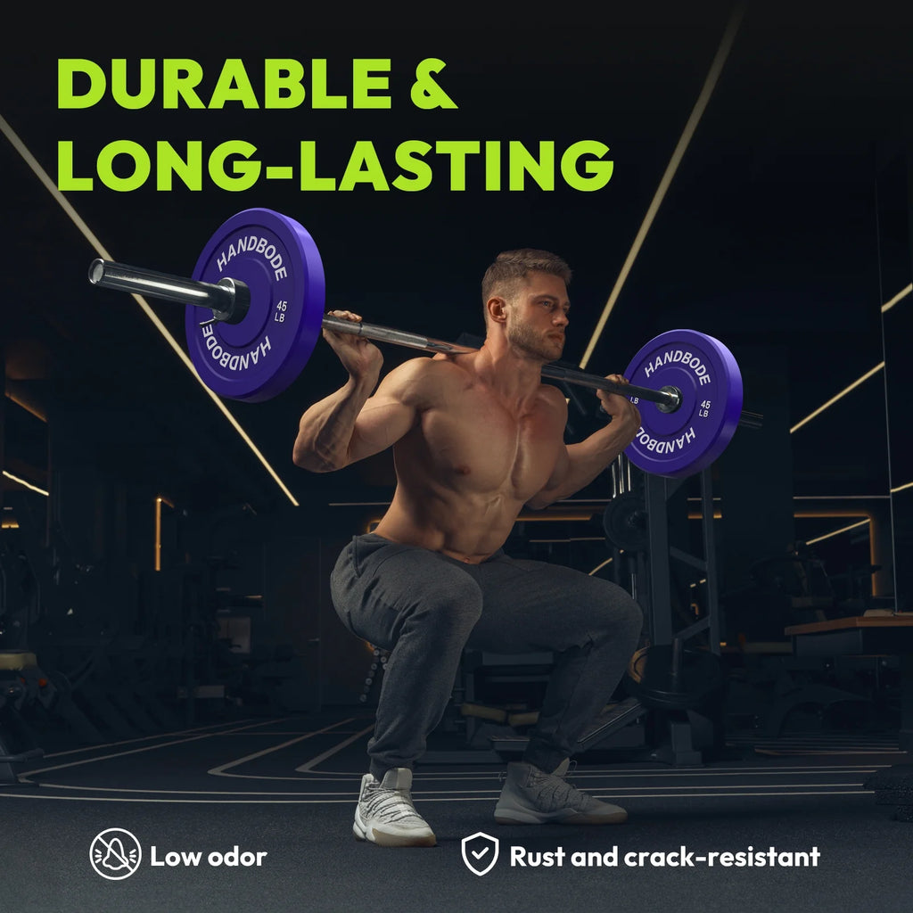 HANDBODE Bumper Plates Olympic Weight Plates, Colored Rubber plate for Weight Lifting and Strength Training 140LB