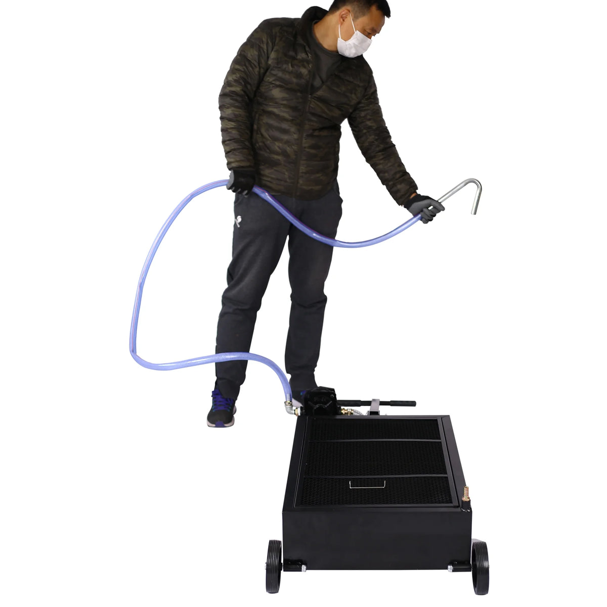 CLEARANCE! 20-Gallon Low-Profile Oil Drain with Pump Truck Oil Drain Pan Dolly