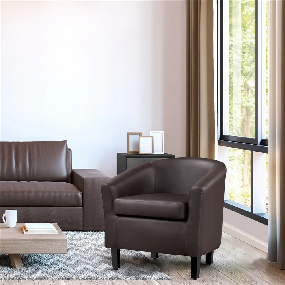Yaheetech Faux Leather Accent Arm Chair For Living Room, Black