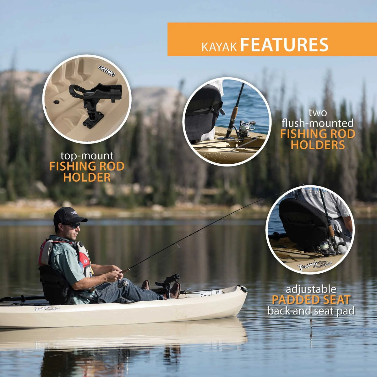 Lifetime Tamarack Angler 10 ft Sit-on-Top Fishing Kayak, Tan (90508)
