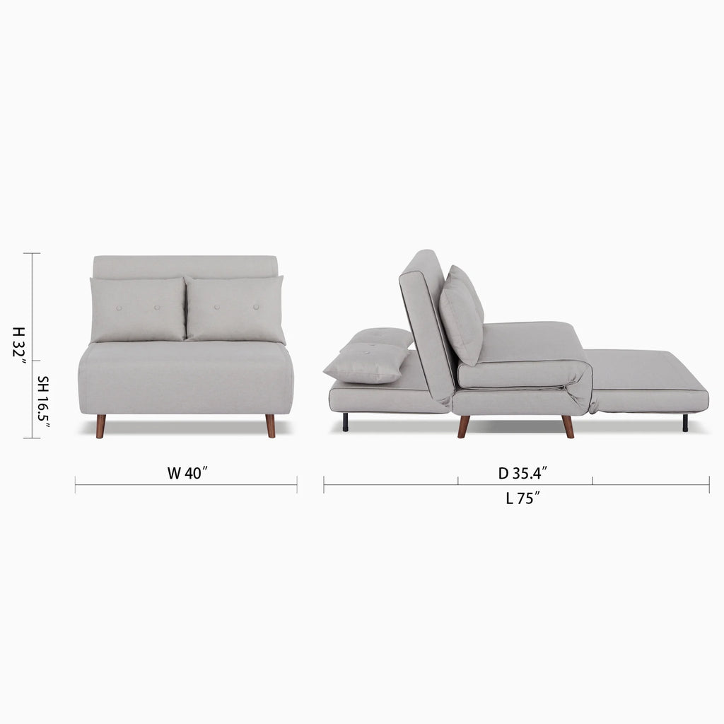 A&D Home Haru 40" Convertible Futon Chair, Linen Beige