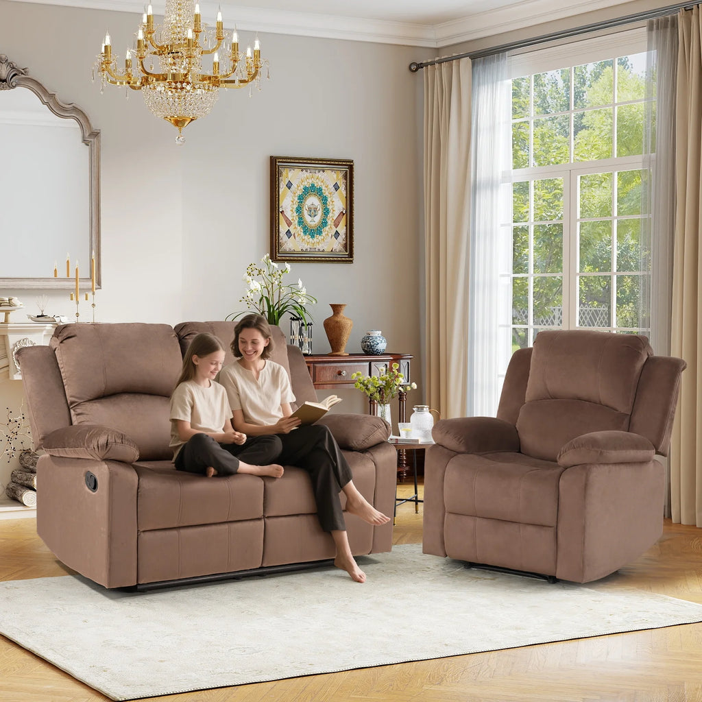 Bonzy Home Recliner Chair with Soft Padded Headrest and Armrest, Theater Reclining Chair Sofa for Living Room and Bedroom