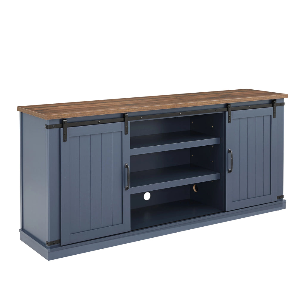 FESTIVO Farmhouse TV Stand for 75" TV, Entertainment Center, Sliding Barn Door TV Stand, 68 inch TV Console Table, Home Living Room Media Console with Adjustable Shelf - Off White