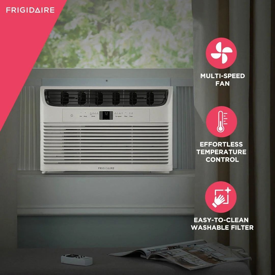 Frigidaire FFRA062WA1 19" Window-Mounted Air Conditioner with 6000 BTU Cooling Capacity; Sleep Modem; Programmable 24-Hour On/Off Timer and Remote Control in White