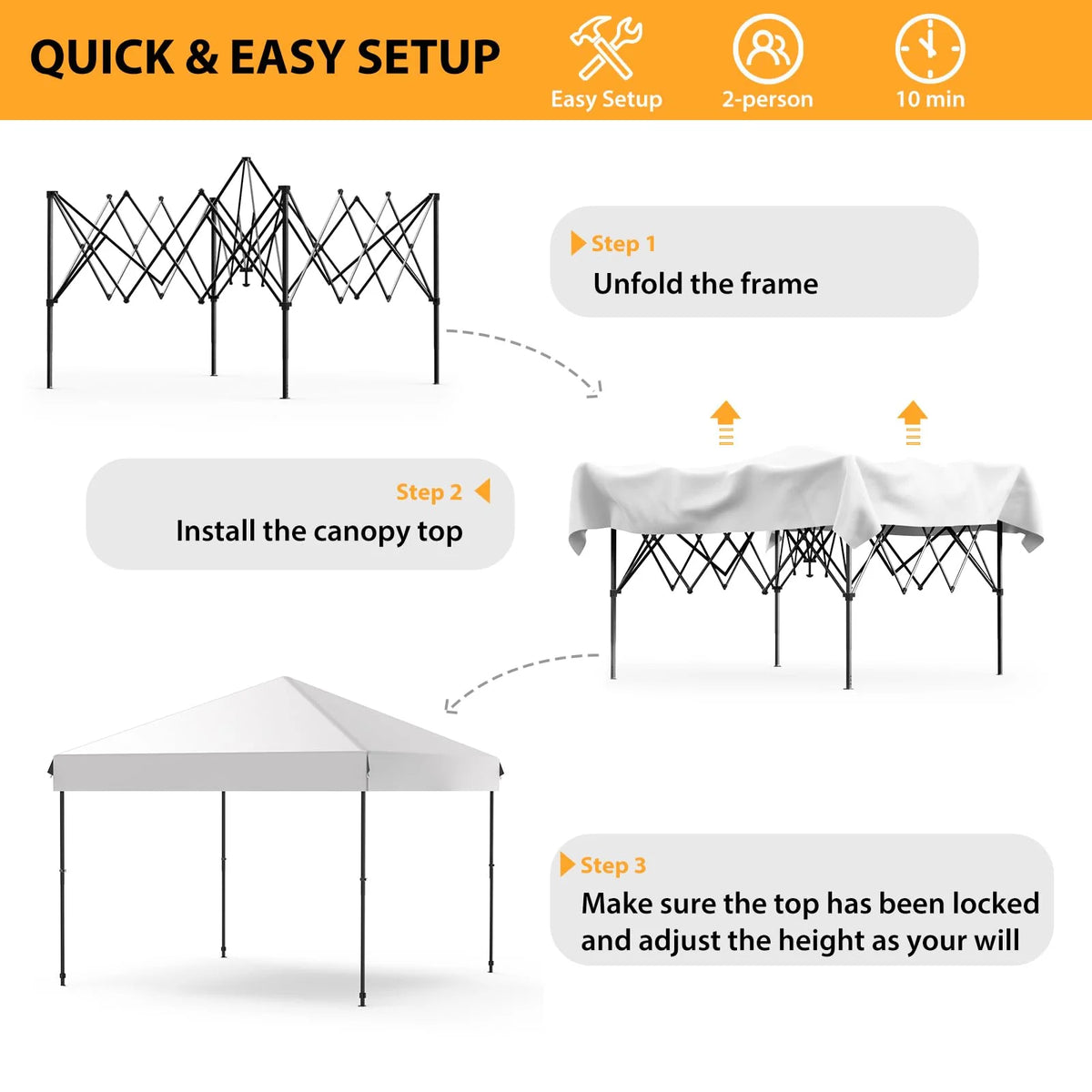 10x10FT/10x20FT Canopy Tent Pop Up Canopy, Commercial Instant Setup Canopy with 210D Fabric, Heavy Duty Commercial Instant Craft Fair Tent for Farmer Market, Vendor, Party, Event