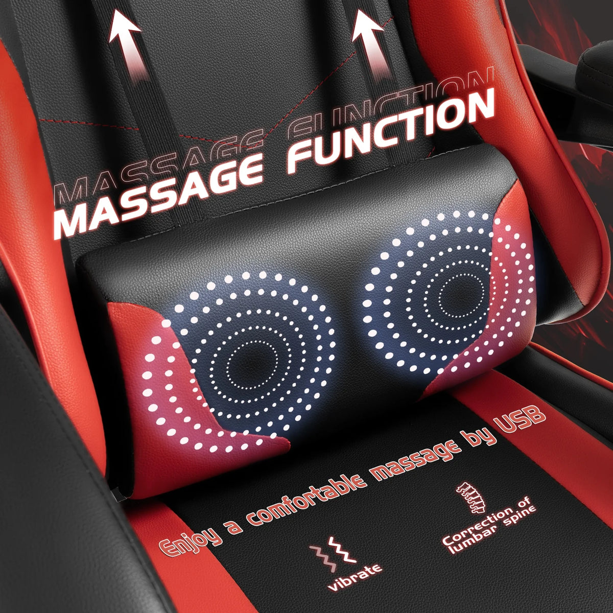 Lacoo PU Leather Gaming Chair Massage Ergonomic Gamer Chair Height Adjustable Computer Chair with Footrest & Lumbar Support, White