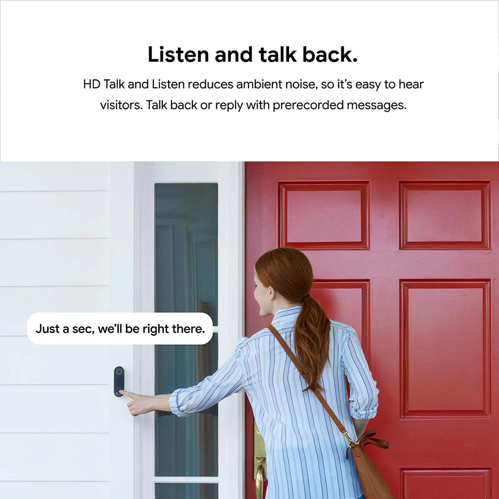 Google Nest Doorbell (Wired) Smart Wi-Fi Video Doorbell with 24/7 Cloud Recording and Video History (Requires Nest Aware)