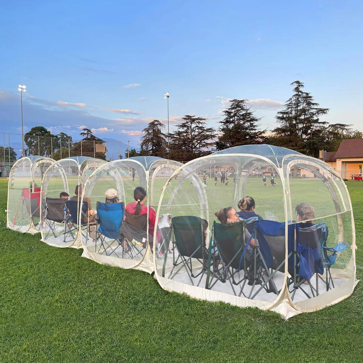 Lenotos Pop Up Sports Tent, Instant Clear Bubble Tent, with Removable Top Cover, Outdoor All Weather Shelter, for Watching Sports, Cheering, Fishing and Camping 1-2 People(M)