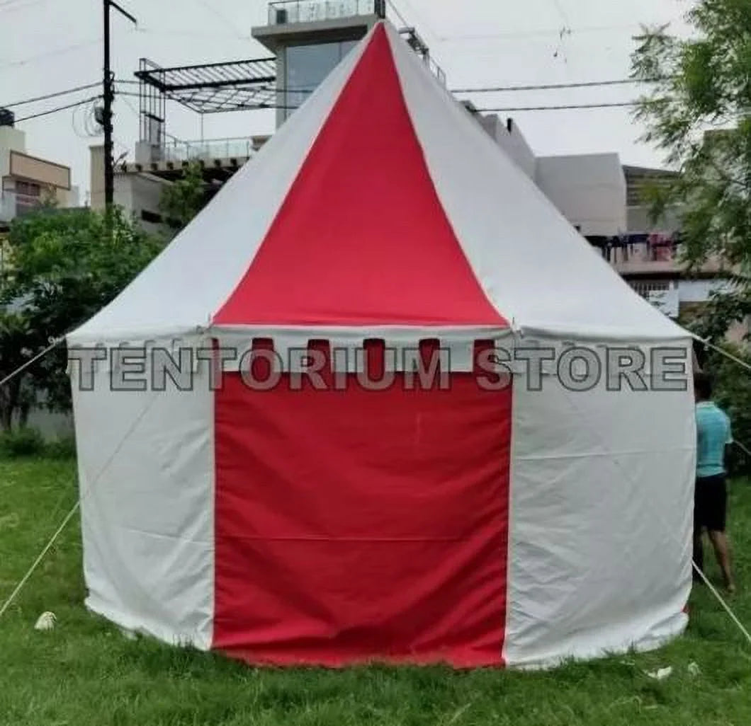 WEEKEND SALE Medieval Round Pavilion Red & White 5m Tent Functional water Resistant Camping Tent