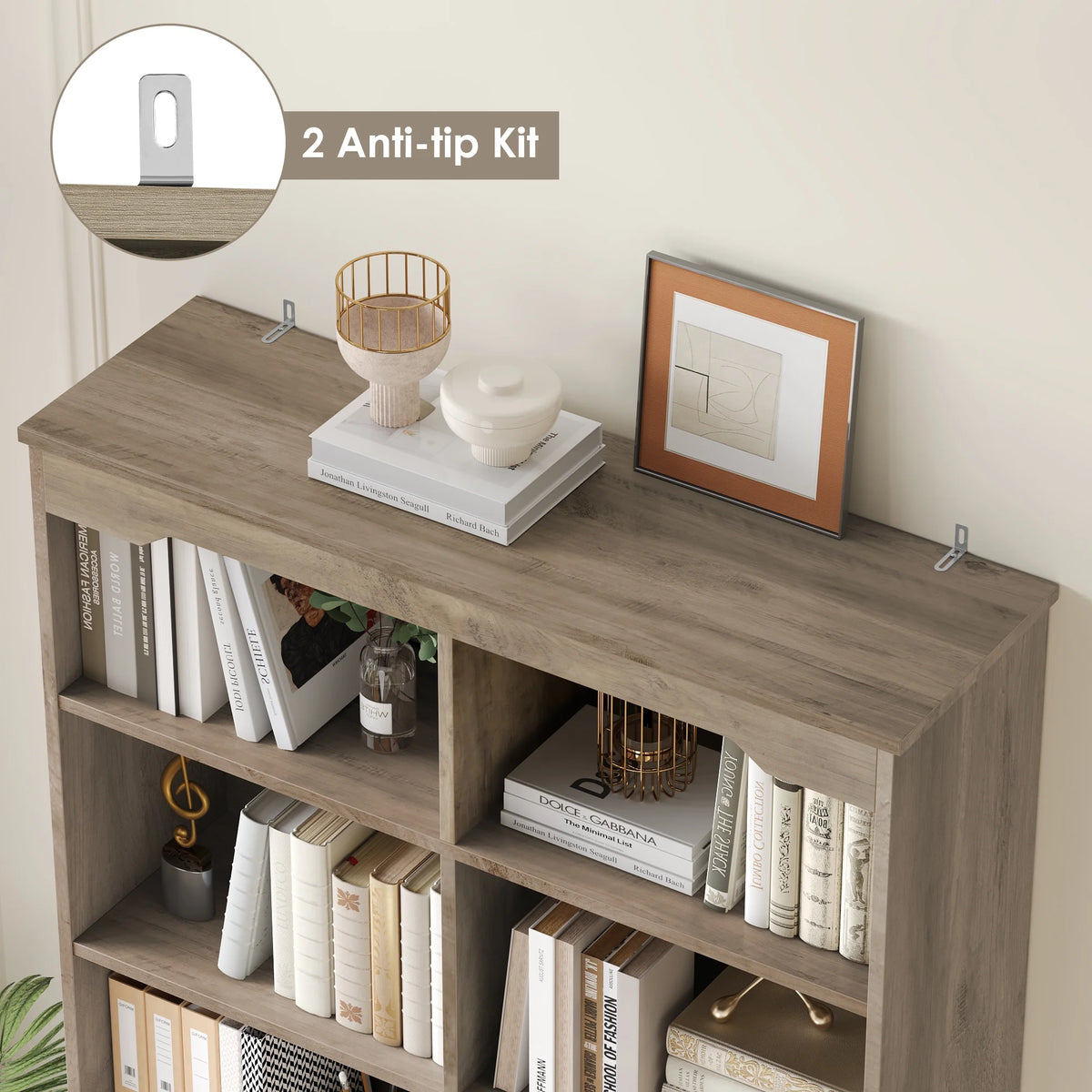 Homfa Double Row 6 Tier Bookcases, 71 in Tall Bookcase Bookshelf with 4 Drawers and 8 Display Cubicles, for Home Office Living Room, White