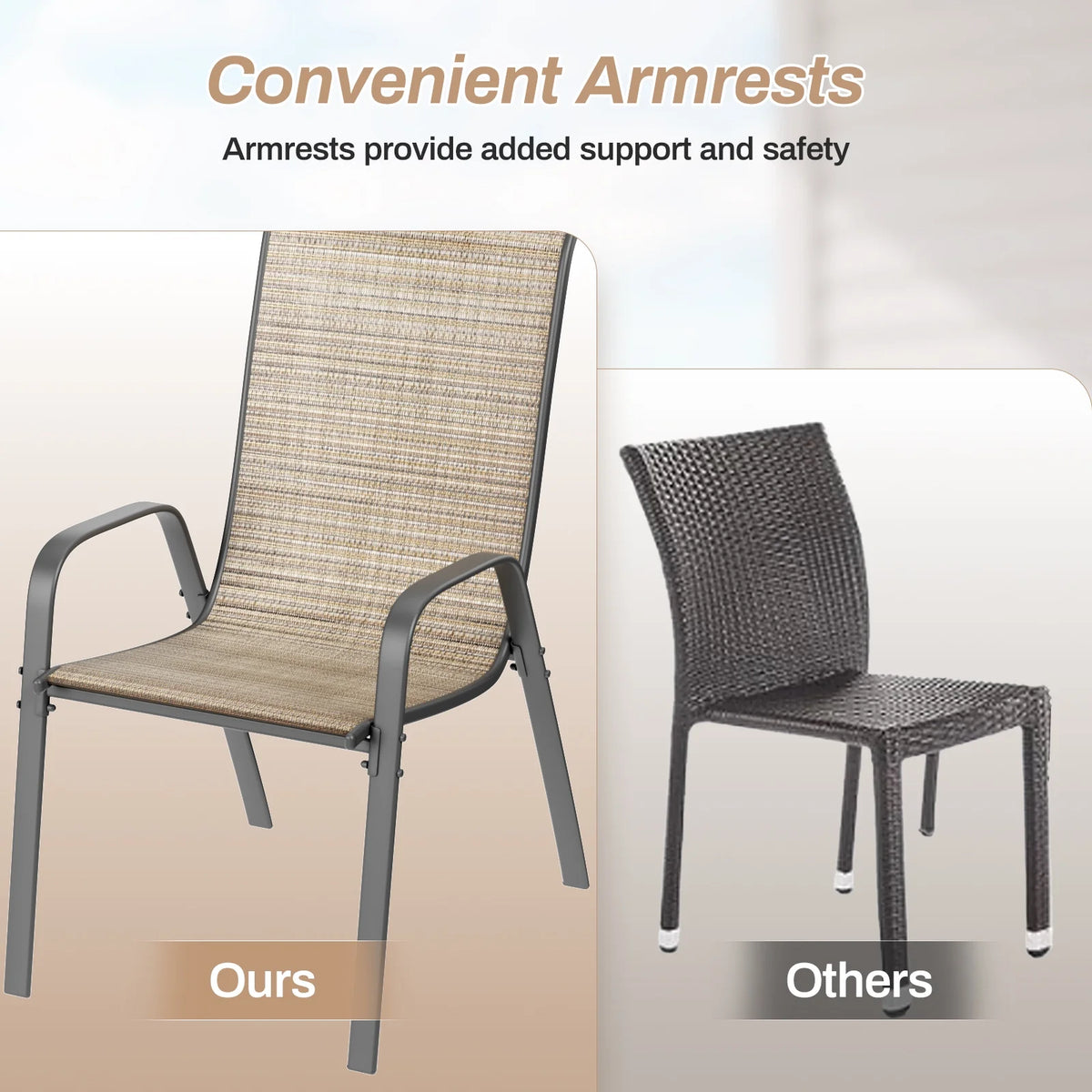 Pirecart Set of 4 Patio Dining Chairs, Textilene Outdoor Stacking Chairs for Poolside, Backyard, Garden