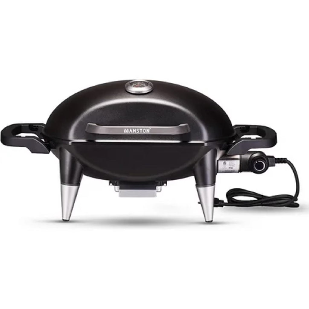 VANSTON Indoor/Outdoor Electric Grill, 1500W Electric Barbecue Grill & Smoker, Black with Built-In Thermometer