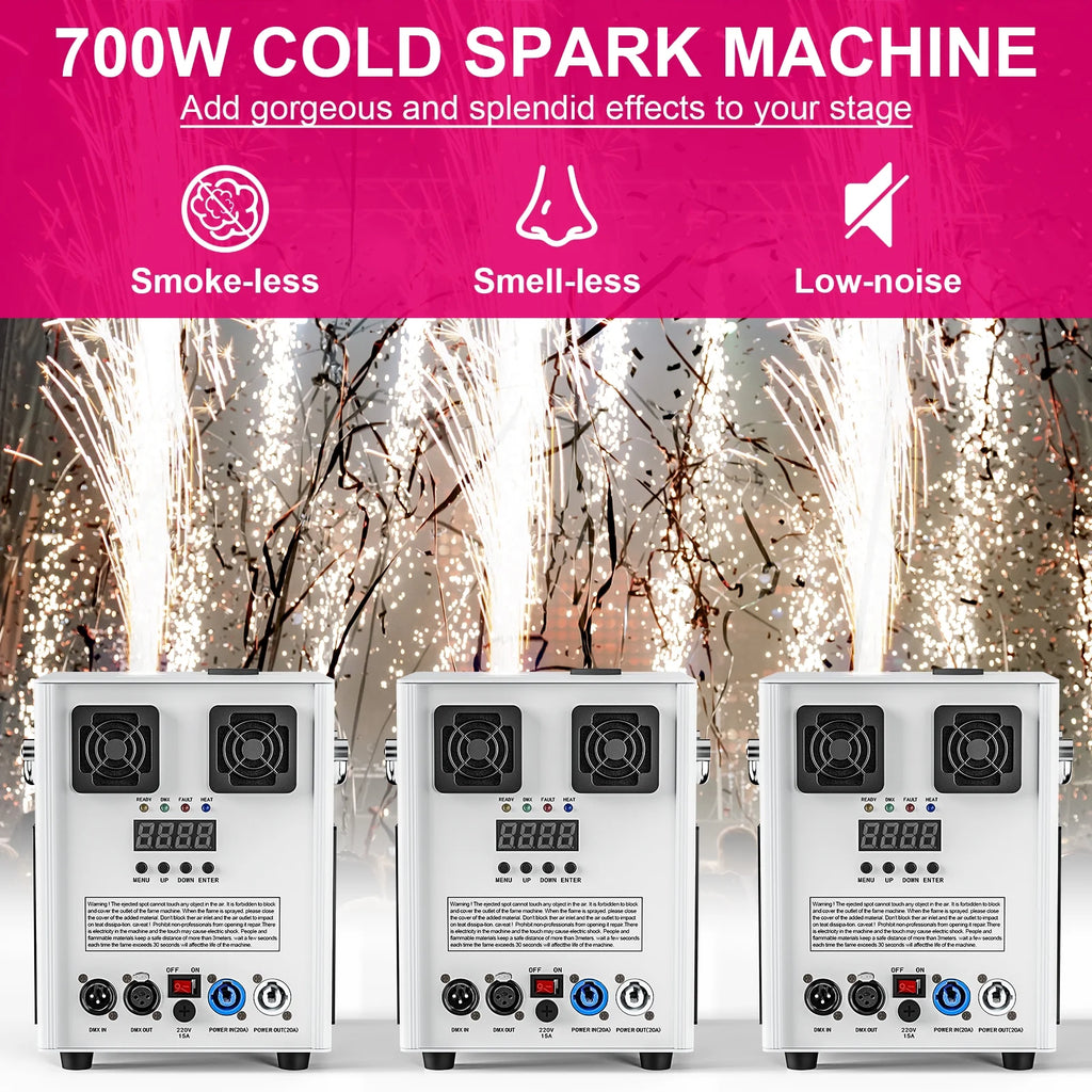 4 Pack 700W Cold Spark Machine DMX Stage Effect Machine for Stage DJ Disco Wedding # Black