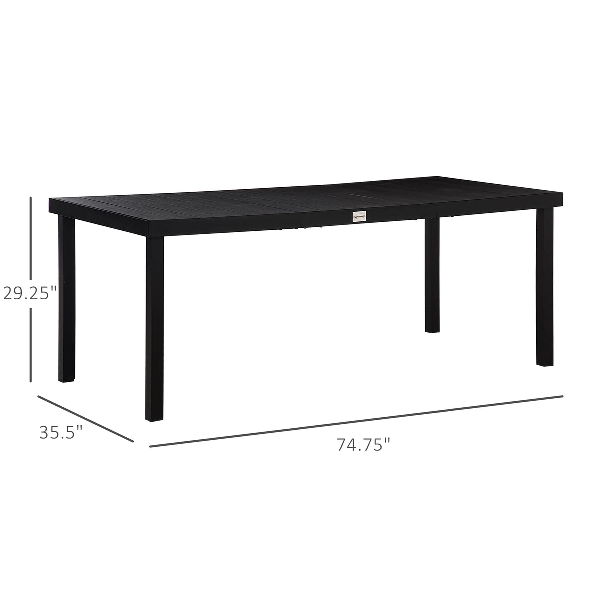 Outsunny 75" x 35" Outdoor Dining Table for 8 People, Rectangular Aluminum Frame Garden Table with All-Weather Faux Wood Top, Natural