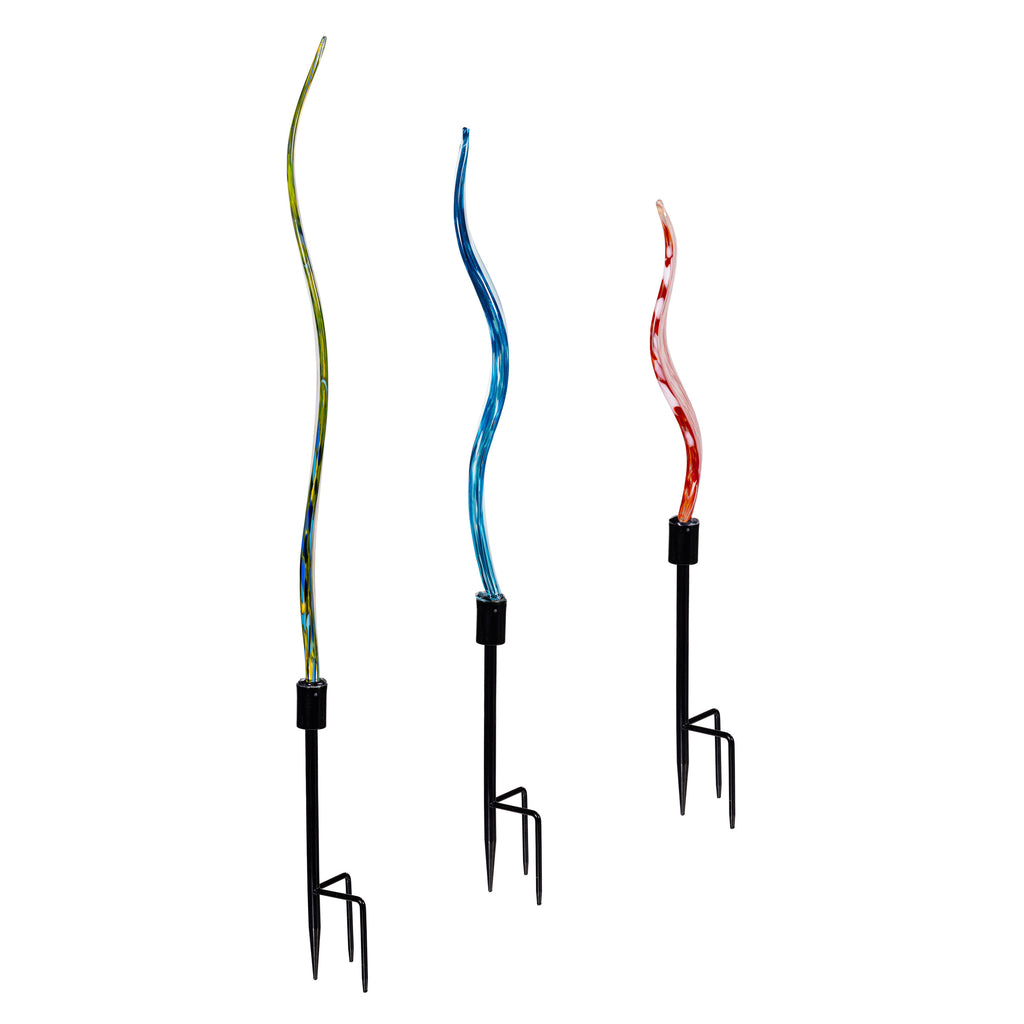 Glass Garden Stakes, Set of 3