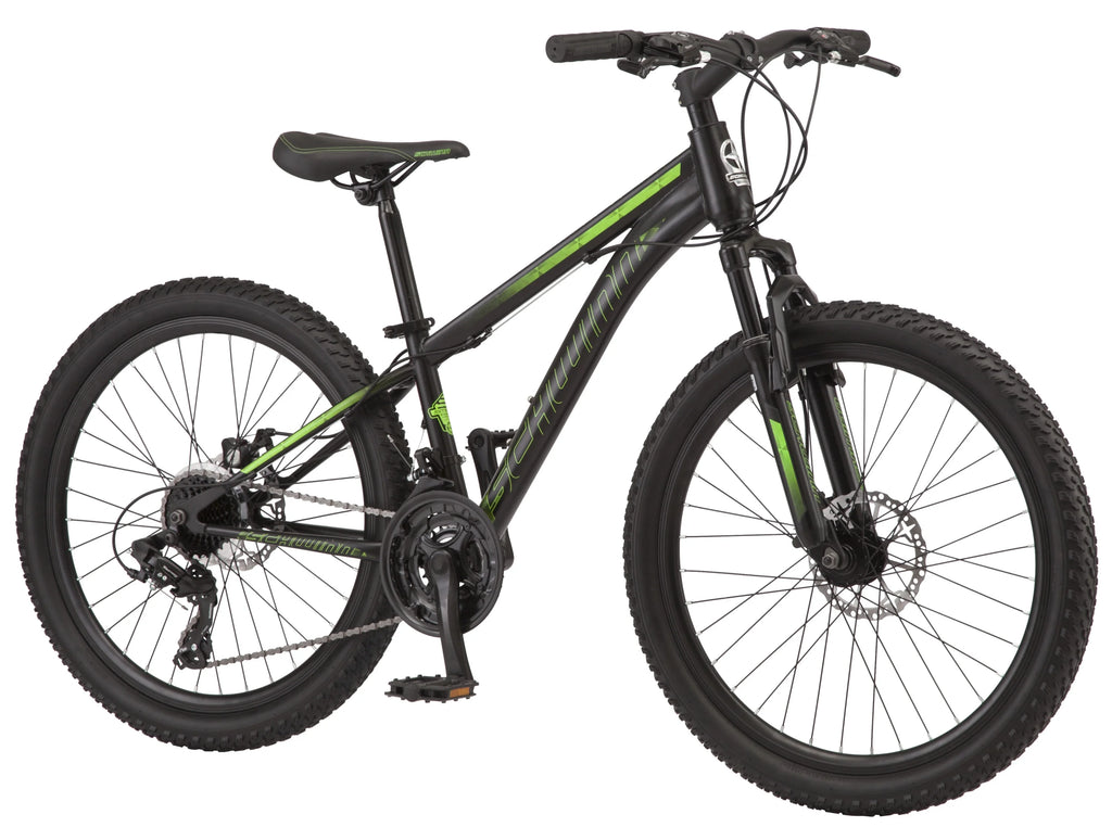 Sidewinder mountain bike, 24-inch wheels, 21 speeds, black / green