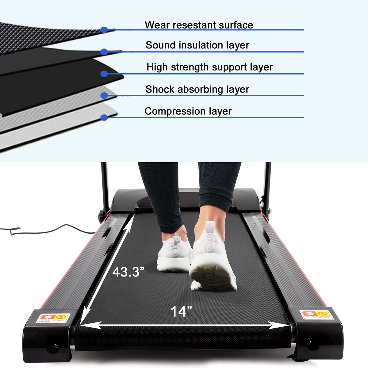 FYC 2.5HP Folding Treadmills for Home with Bluetooth & Incline, Portable Running Machine Electric Compact Treadmills Foldable for Exercise Home Gym Fitness Walking Jogging