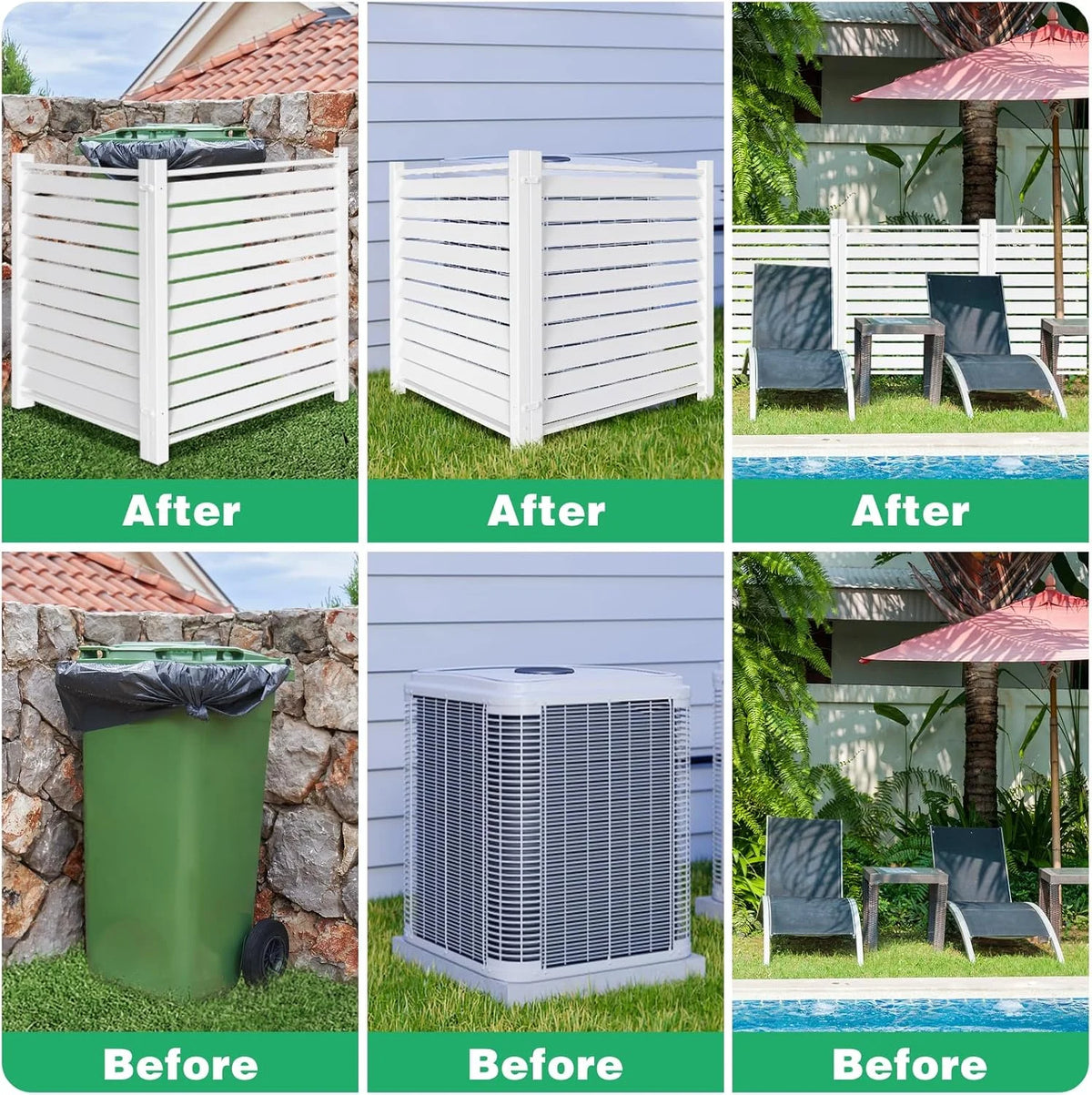 "NAIZEA Air Conditioner Fence, Pool Equipment Enclosure, Trash Can Enclosure, Metal Stake Wood Fence Panel 38"" W x 60"" H"