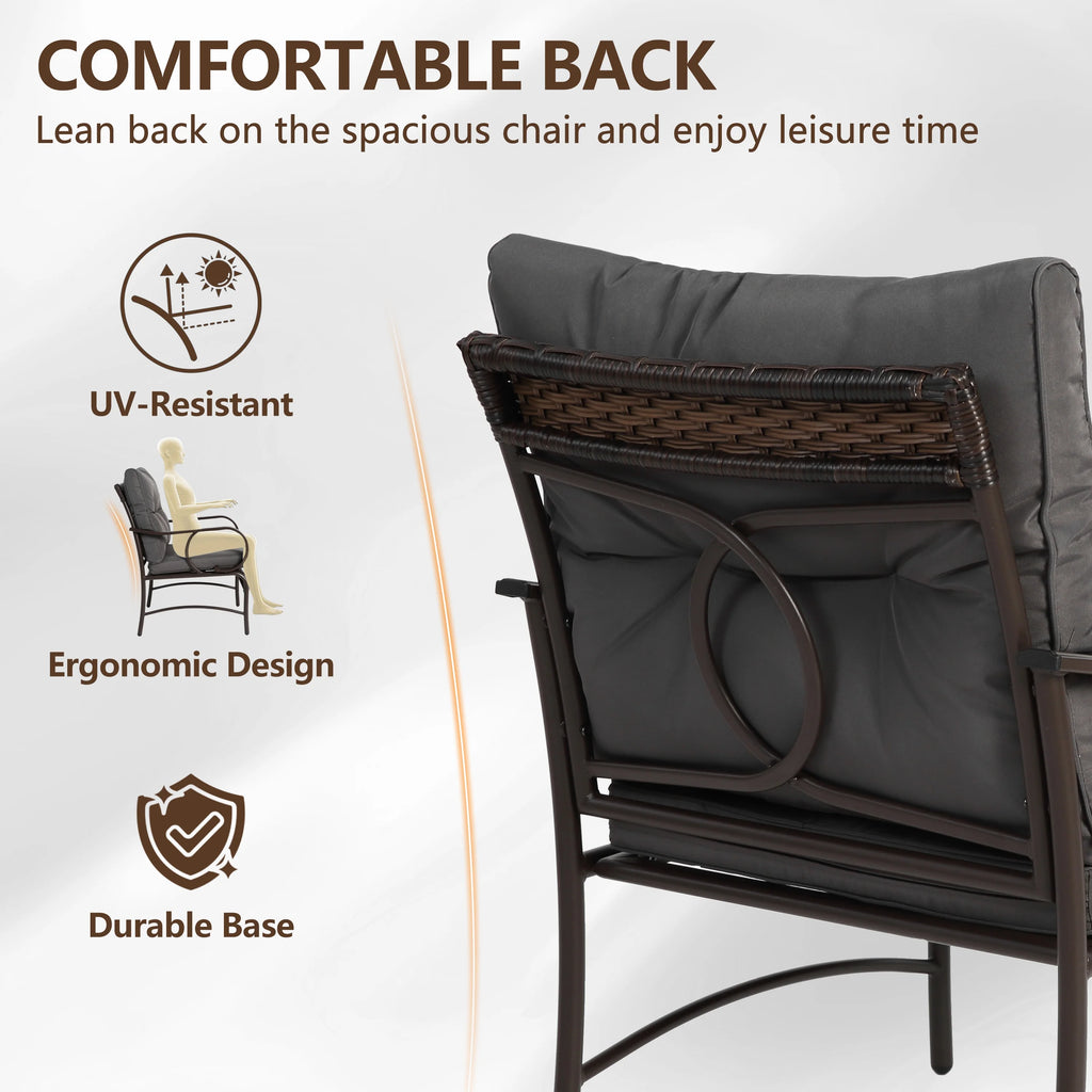 Patio Sofa Set, 4 Pieces Outdoor Sectional Furniture, All-Weather PE Rattan Wicker Patio Conversation Set, Cushioned Sofa Set with Coffee Table for Patio Garden Poolside Deck