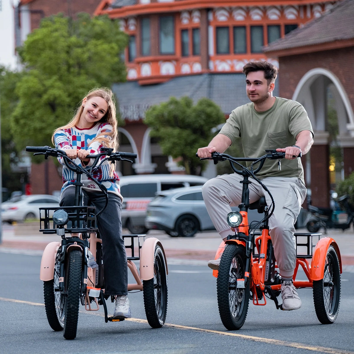 MOONCOOL TK1 Folding Electric Tricycle for Adults,48V 14.5Ah Removable battery, 500W��Peak 1000w��Motor, 20" Fat Tire Step-Thru 3Wheel Electric Bicycle w/Front&Rear Baskets, Certified to UL 2849 by SGS