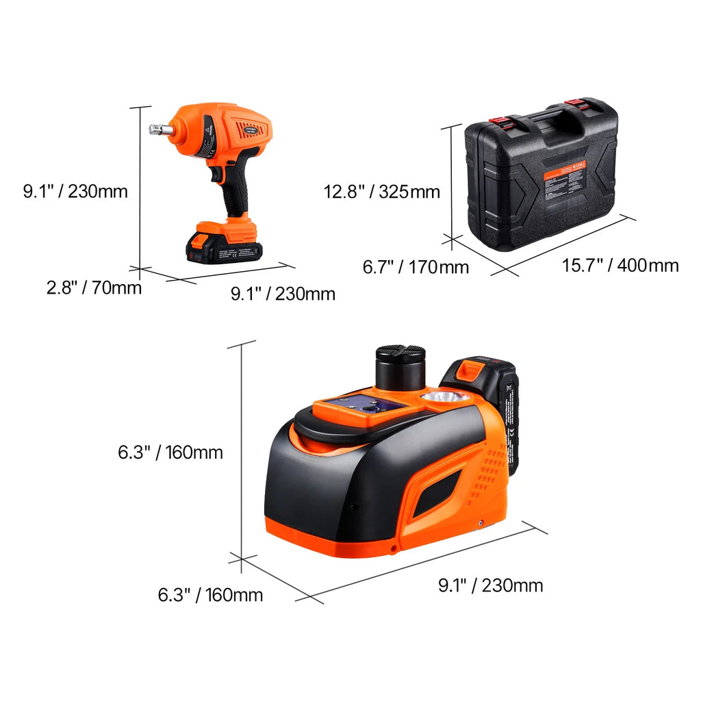 KFFKFF Electric Car Jack, 5 Tons/11000 lbs, Automated Scissor Lift with Electric Torque Wrench, Tire Swap Assistance with Illuminated LED & Wireless Command, Compact Lift Set for Sedan, SUV, Truck