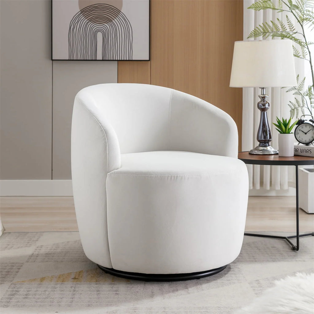 Swivel Accent Chair,Modern 360°Swivel Barrel Chair Leisure Chair,Accent Round Barrel Chair Reading Chair,Round Bucket Arm Chair with Comfy Tufted Back for Living Room Bedroom,Light Pink