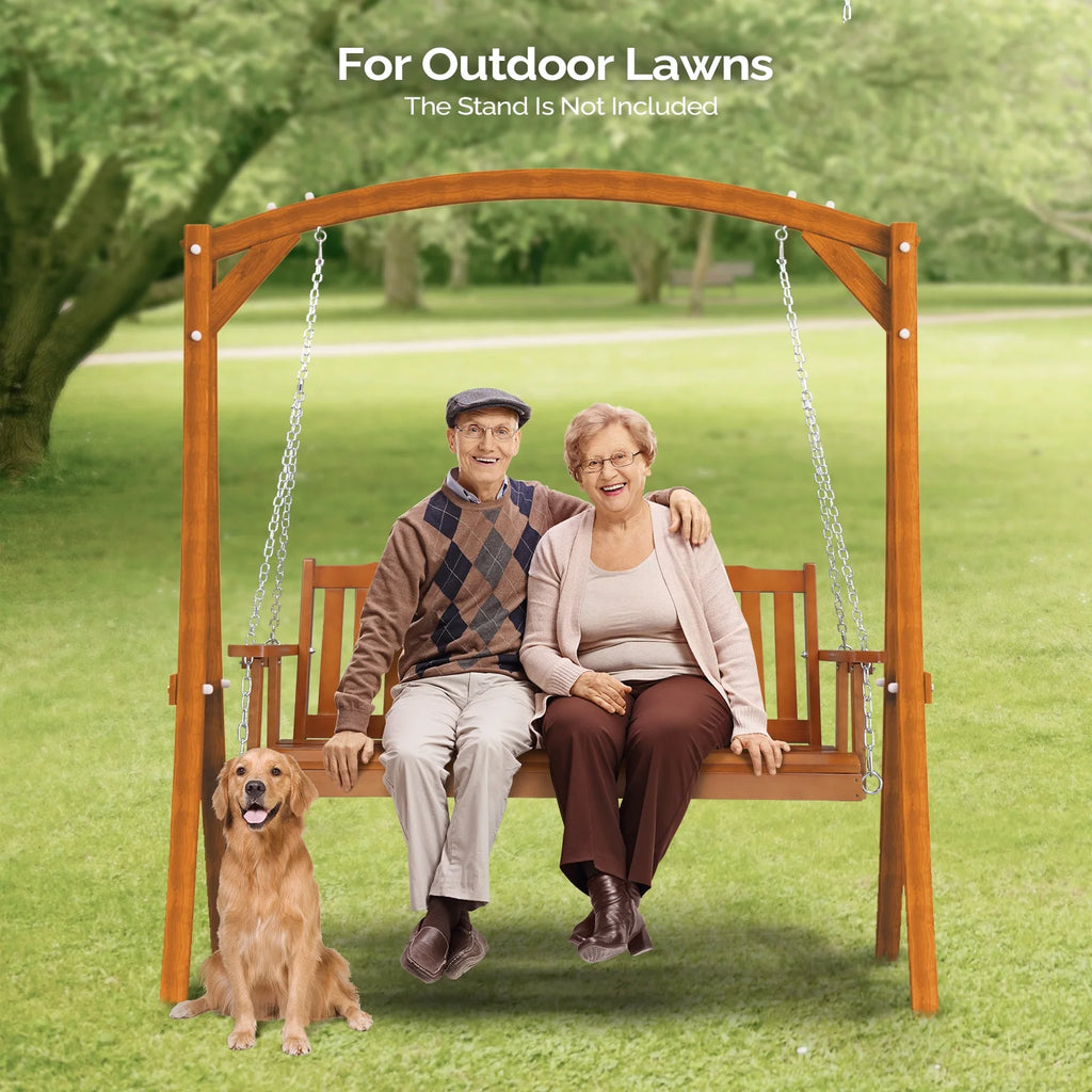 VINGLI Heavy Duty 880 LBS 4 FT Patio Wooden Porch Swing with Upgraded Adjustable Chains, Rustic