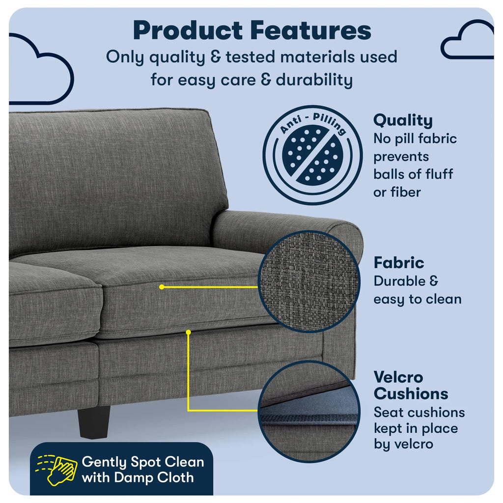 Serta Copenhagen 78" Rolled Arm Sofa with Removable Covers Dark Brown
