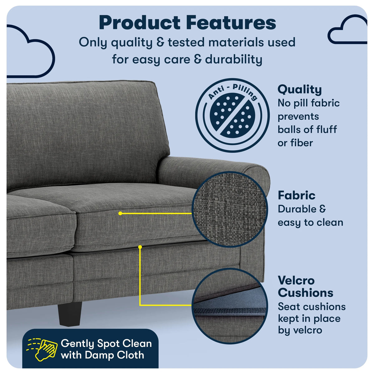 Serta Copenhagen 78" Rolled Arm Sofa with Removable Covers Dark Brown