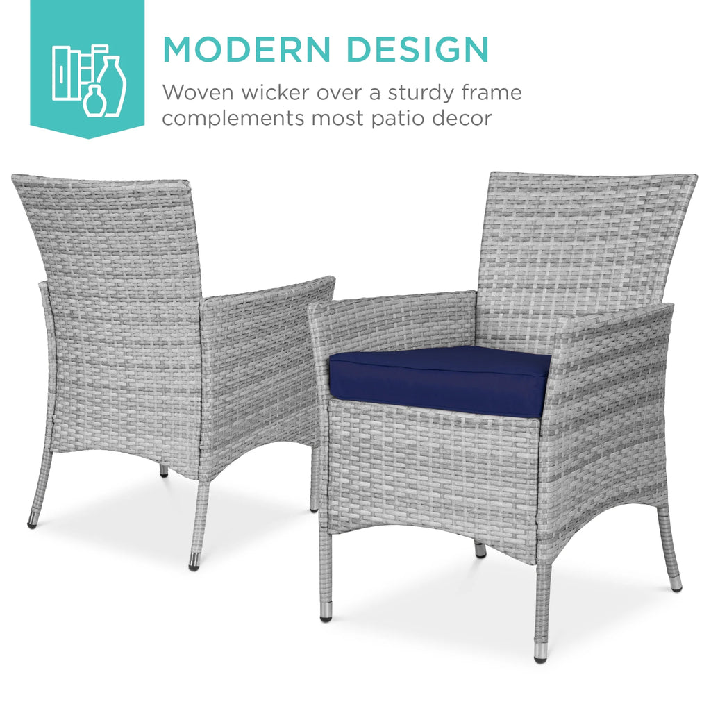 Best Choice Products 5-Piece Indoor Outdoor Wicker Patio Dining Table Furniture Set w/ Umbrella Cutout, 4 Chairs - Gray