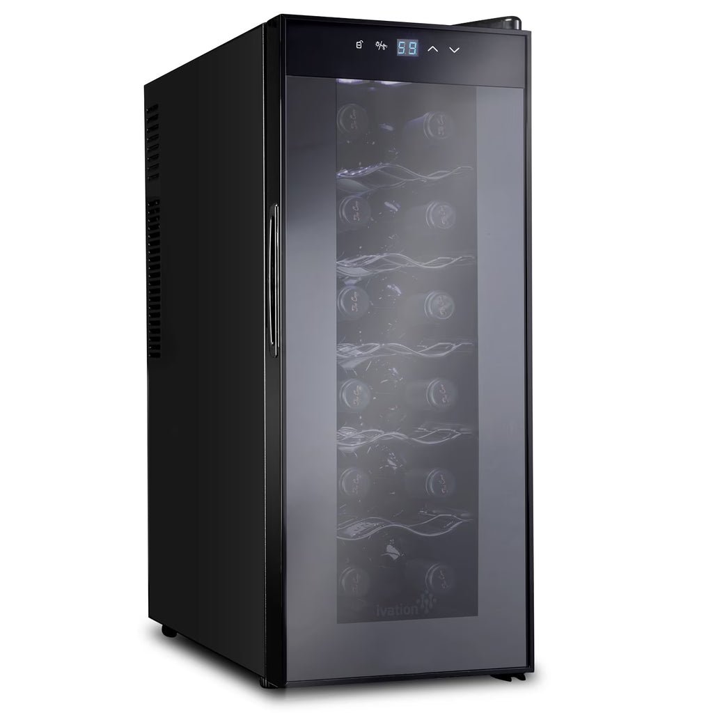 Ivation 12 Bottle Single Door Thermoelectric Freestanding Wine Cooler/Fridge