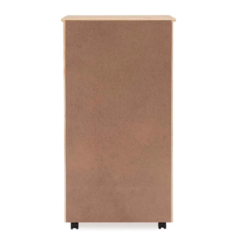 Linon Callie Eight Drawer Rolling Storage Cart in Natural Stained Wood