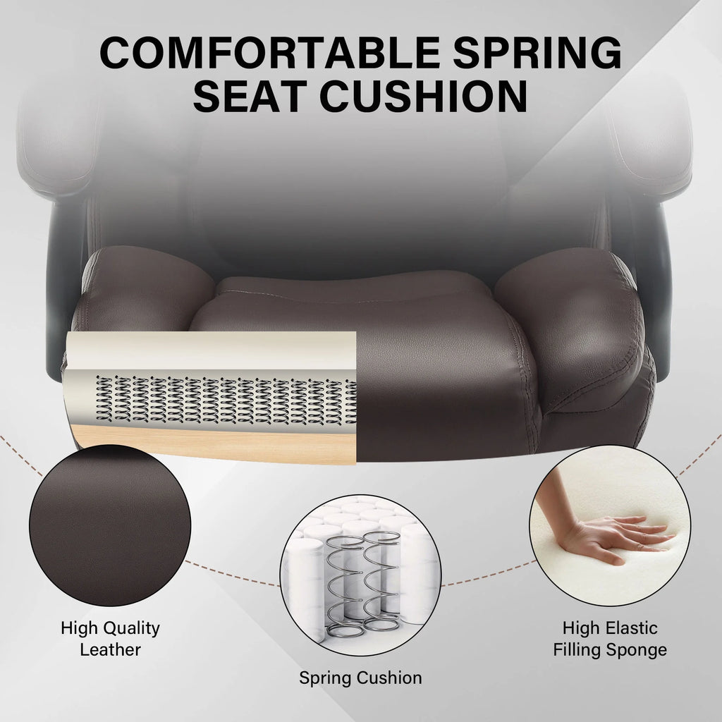 JONPONY Big and Tall Office Chair 500LBS Wide Seat Ergonomic Computer Desk Chair High Back Executive Leather Chair Adjustable Task Chair Lumbar Back Support 8 Hours Heavy Duty Design,Black