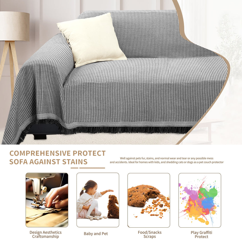 HDCAXKJ Washable L Shape Sofa Covers Reversible Sectional Couch Covers Corner Sofa Slipcovers Blankets Sofa Cover for Living Room Home Decor,91"x252",Gray