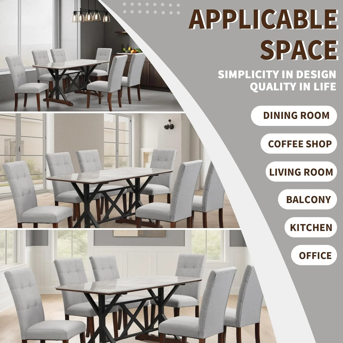 Sumdeal 5-Piece Farmhouse Dining Table Set, Wood Round Extendable Dining Table and 4 Upholstered Dining Chairs (Espresso-1Table 4 Chairs)