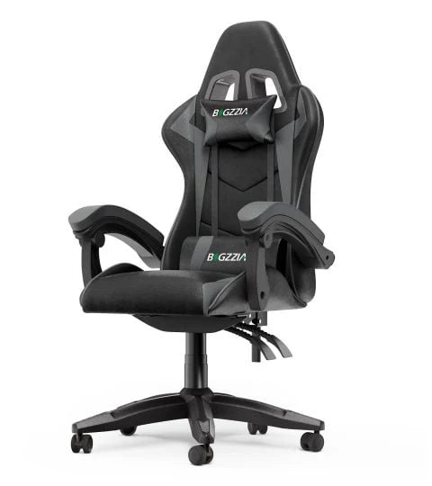 Bigzzia Gaming Chair Office Chair, Ergonomic Game Chair with Headrest & Lumbar Pillow, Black