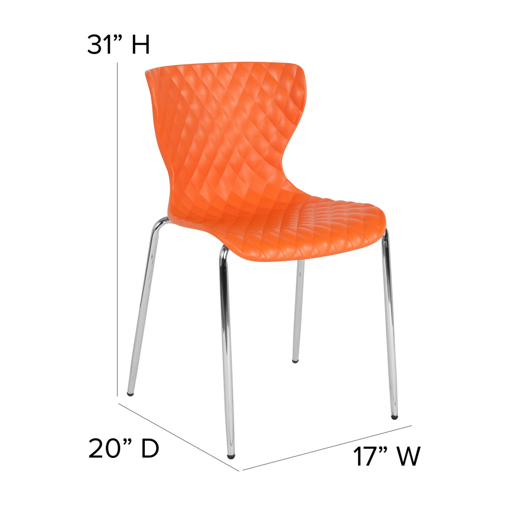 Flash Furniture 4 Pack Lowell Contemporary Design Orange Plastic Stack Chair
