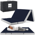 Best Choice Products 4in Thick Folding Portable Twin Tri-Fold Mattress w/ Carry Case, Washable Cover - Midnight Blue
