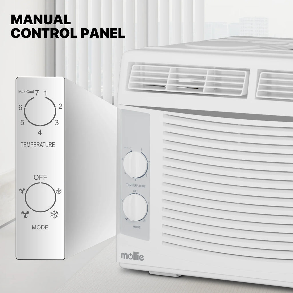 mollie 12,000 BTU 115V Window Air Conditioner, Cools Rooms up to 450 Sq.Ft., Window AC Unit with Remote Control, 24H-Timer and 3 Fan Speeds, White